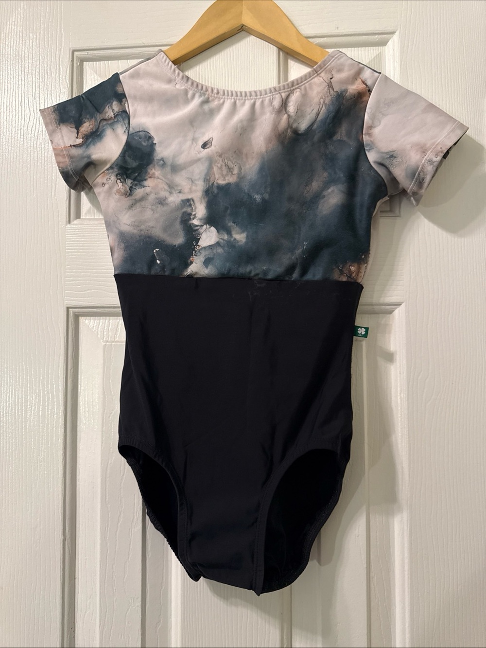Luckyleo Dance Leotard Adult Small Watercolor Marble Print Cap Sleeve Ballet